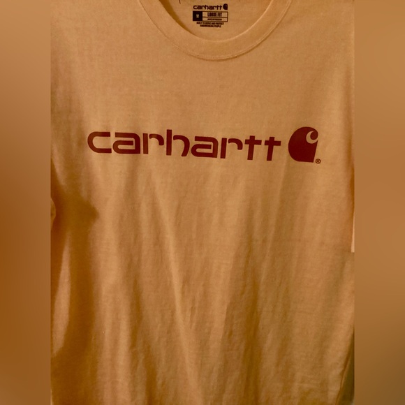 NWOT CARHARTT LOOSE FIT HEAVYWEIGHT SHORT SLEEVE LOGO TSHIRT SZ Med Pale Apricot - Picture 7 of 9